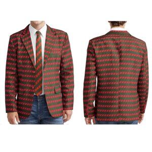 Dec 25th Christmas Men's Red Green Houndstooth Blazer Small